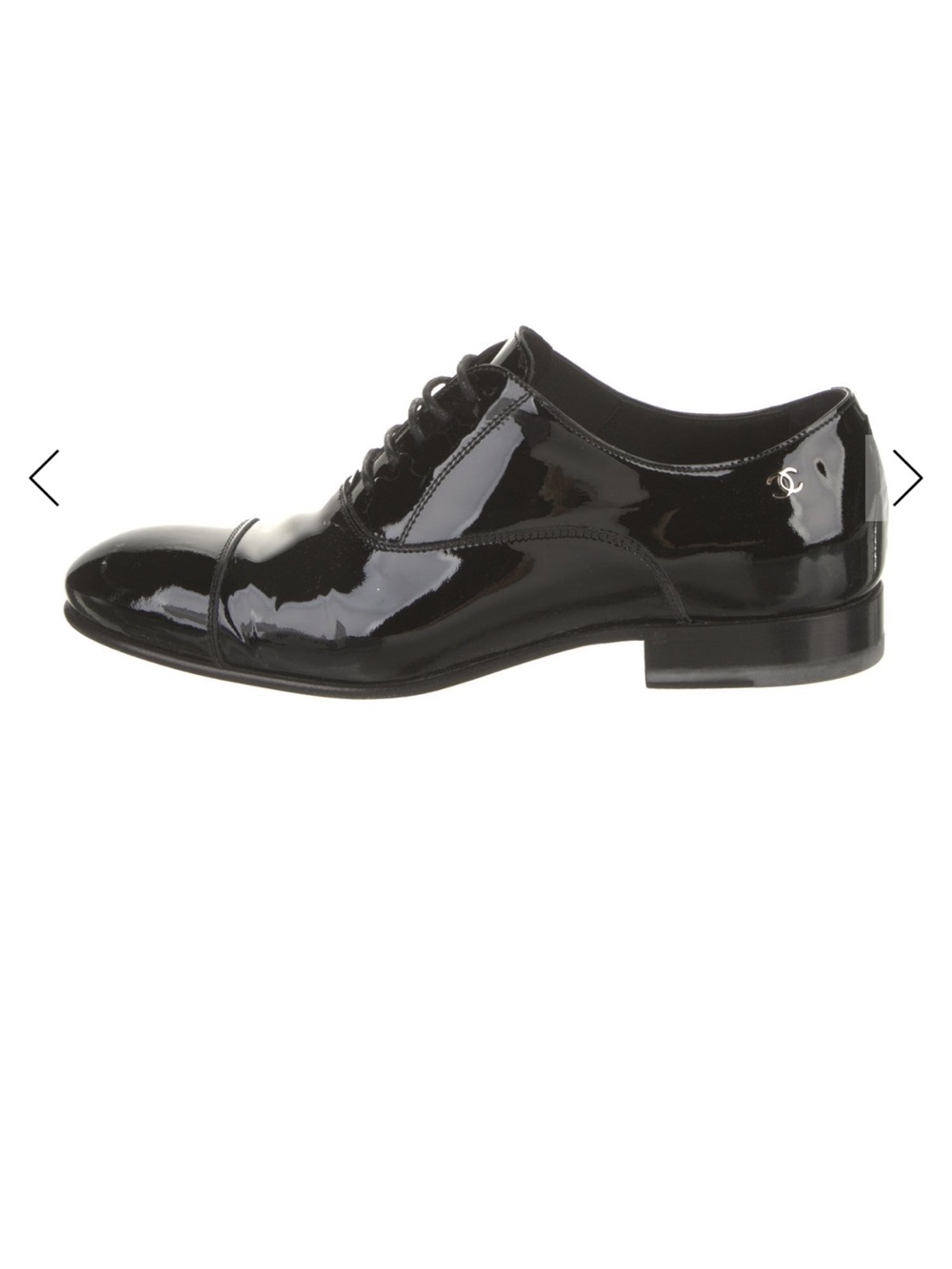 Chanel women’s Black Patent Leather Oxford Shoe 7.5